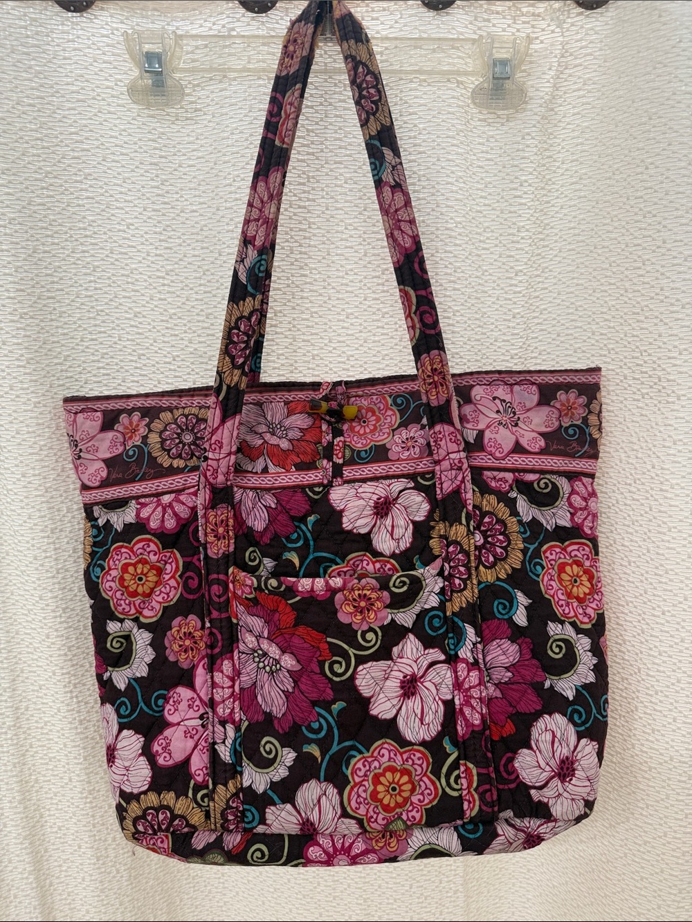Vera Bradley Quilted Floral Tote in Pink, Rose and Brown